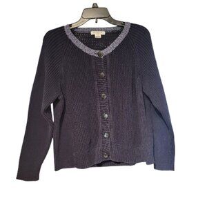 Pre-owned Liz Claiborne Woman Navy Blue 100% Cotton Cardigan (Size 1X)